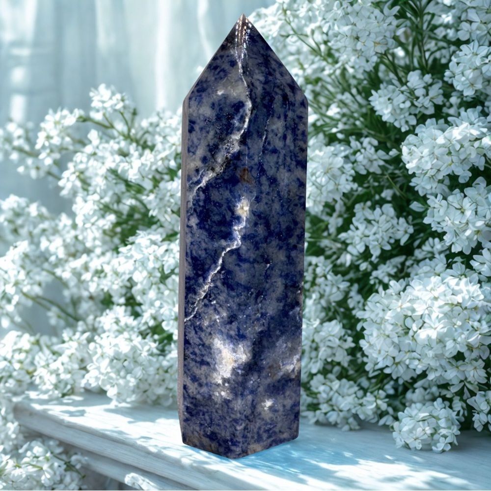 Polished Sodalite Crystal Tower / Obelisk – Deep Blue – 4” – 153g